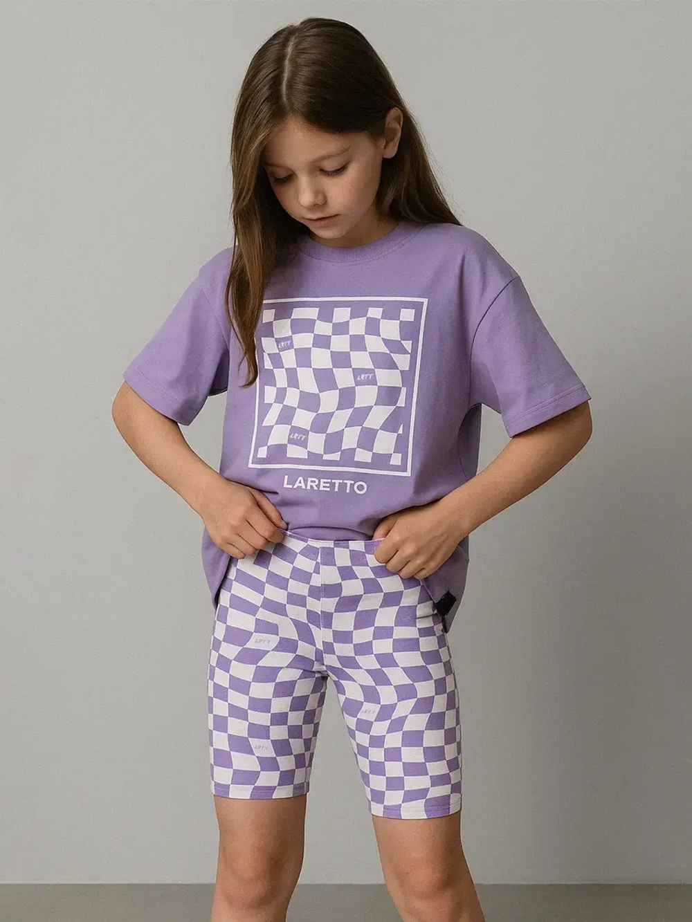 Летний костюм для девочки с велосипедками