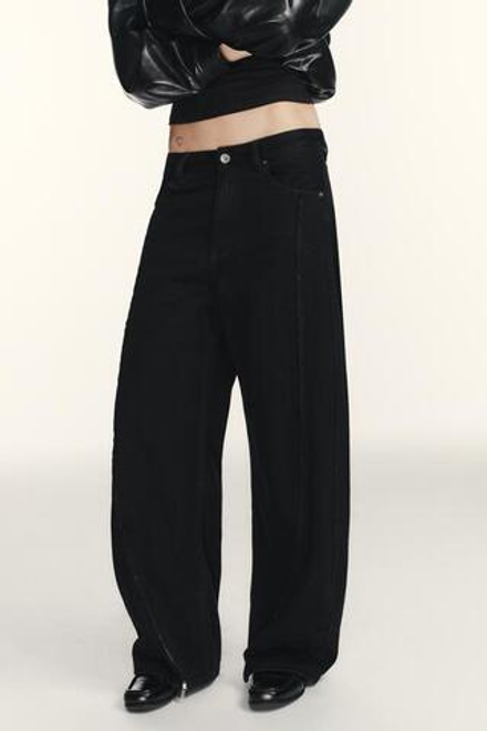 ZARA ДЖИНСЫ TRF BAGGY НА МОЛНИЯХ, ЧЕРНЫЙ
