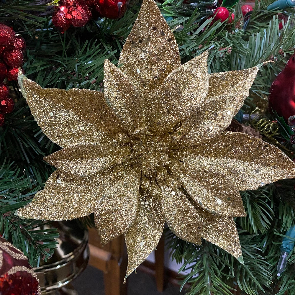 Пуансеттия золотая 19 см [Арт. A 58117]