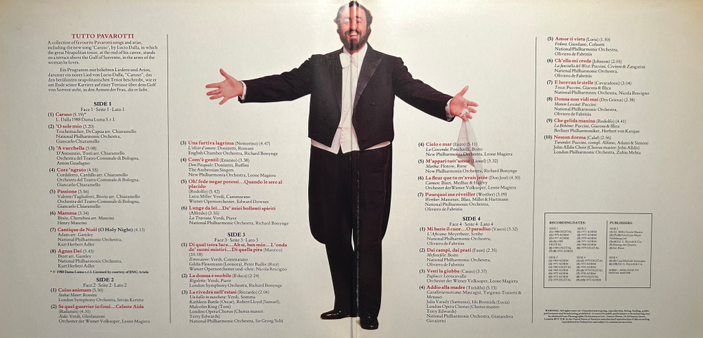 Luciano Pavarotti - Tutto Pavarotti 2LP (Голландия 1989г.)