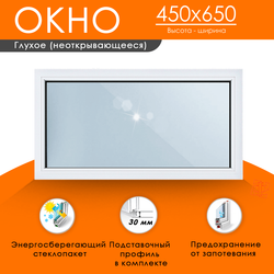 Пластиковое окно 450 х 650 ТермА Эко с глухой створкой