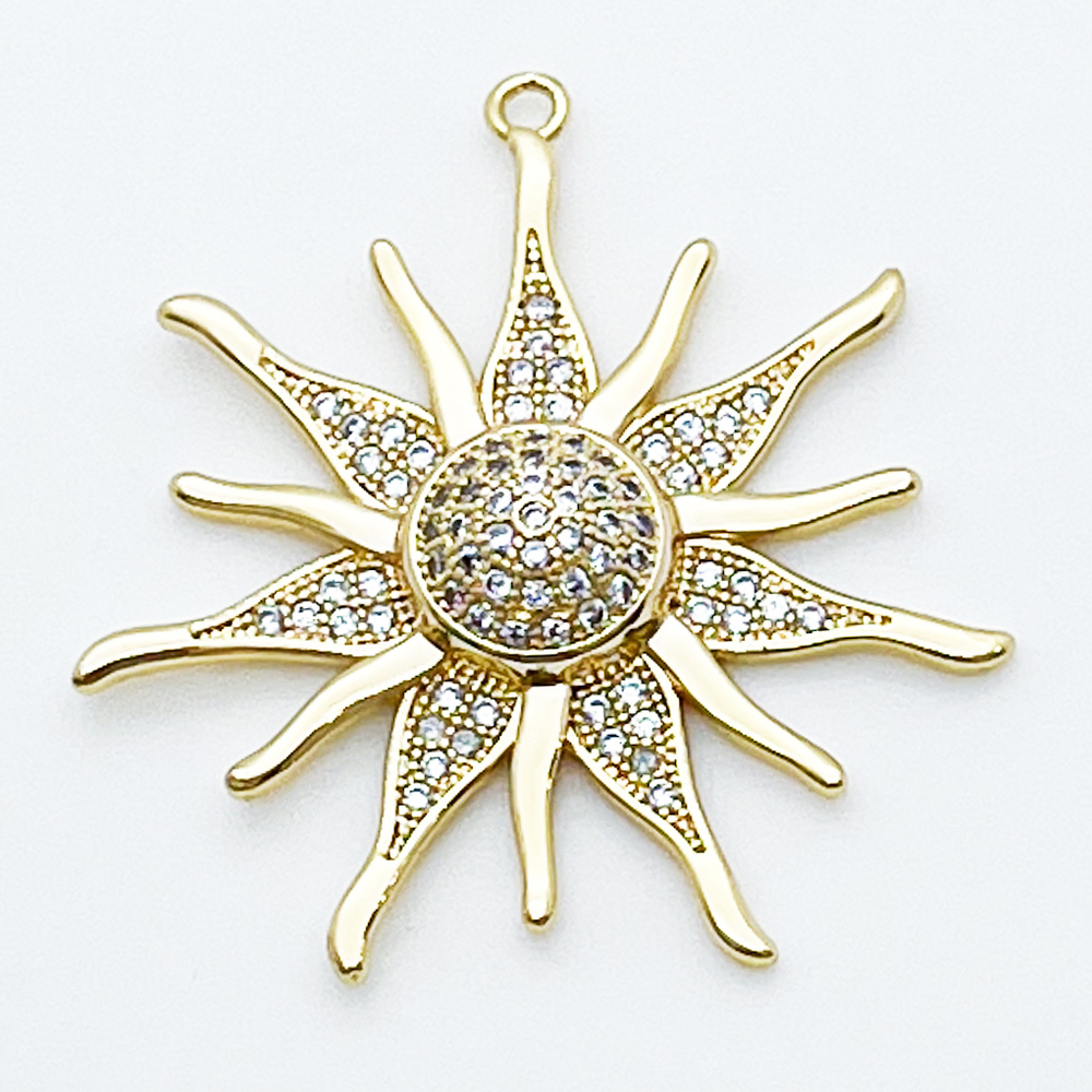 Подвеска Солнце, цвет золото, фианиты, размер 38*34 мм, цена за 1 шт