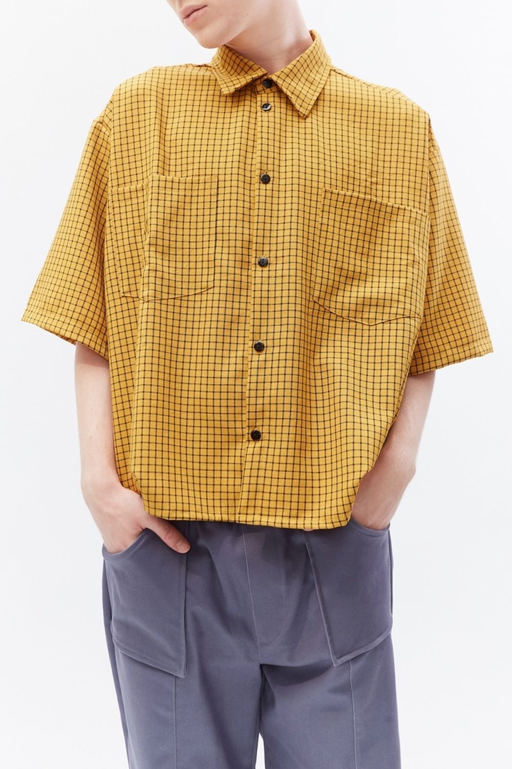 Рубашка БИЧ укороченная оверсайз желтая