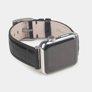 Ремешок для Apple Watch 40/41/42 mm из кожи аллигатора, черного цвета