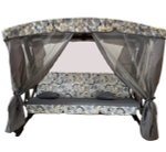 Качели садовые Garden Story 3-х местные Секвойя(каркас антрацит, м/э серый рис.цветы)2 уп.