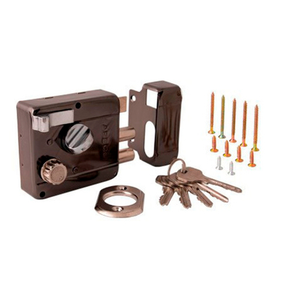 Замок Апекс накладной 0556-С-BN с защелкой, завертка изнутри