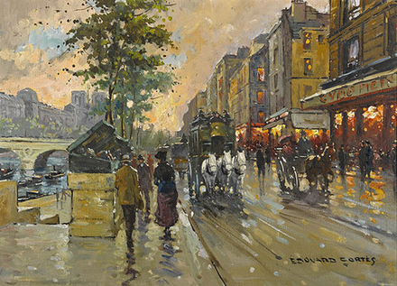"Набережная Сены", Кортес, Эдуард, картина для интерьера (репродукция)