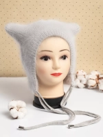 Шапка с ушками зимняя ангора вязаная