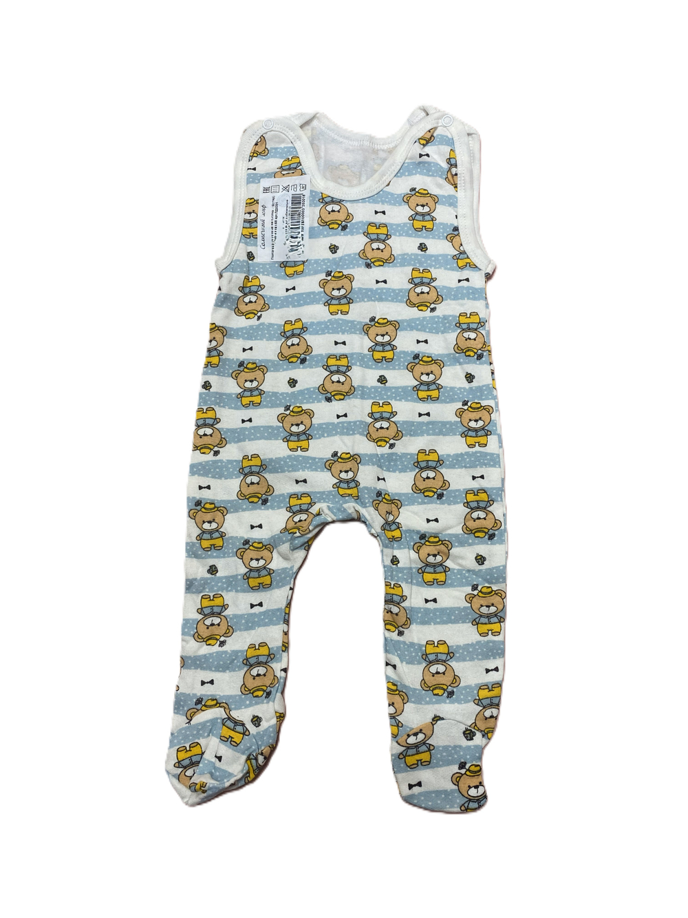 Ползунки длинные на кнопках из футера (100% хлопок с начесом) на рост 68 см