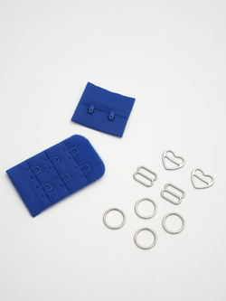 Подборка бельевых ультрамариновых резинок + застежки для бюстгальтера текстильные