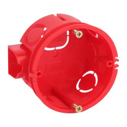 Коробка установочная ЭРА KUTS-68-42-s-red красная 68х42мм усиленная для твердых стен саморезы стыковочные узлы IP20 | Коробки монтажные установочные для твердых стен