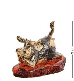 Народные промыслы AM-3007 Фигурка «Корова не скажу» (латунь, янтарь)