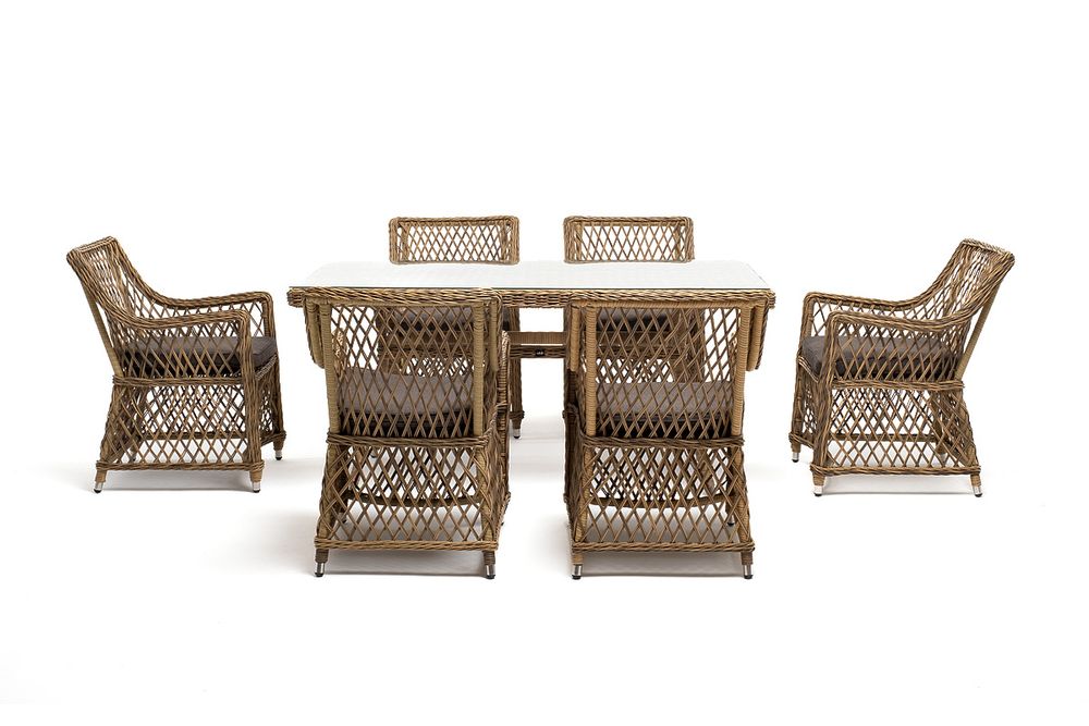 "Латте" обеденная группа плетеная, цвет соломенный