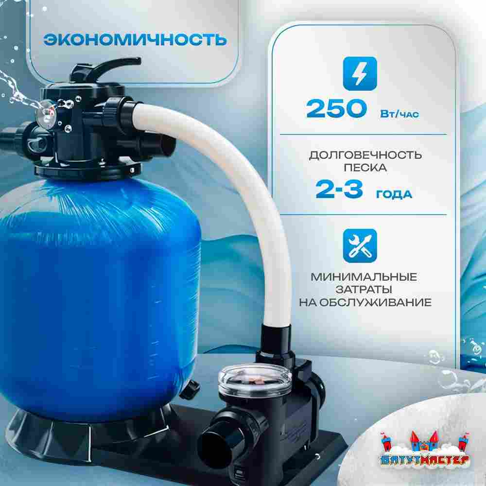 Песочный фильтр для бассейна до 36 м³ с насосом ESP0.33HP, до 25 кг песка, 4,5 м³/ч, WL-ADG350E