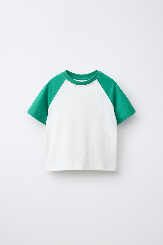 ZARA ФУТБОЛКА РЕГЛАН, ЗЕЛЕНЫЙ