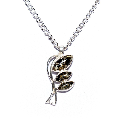 Кулон-подвеска с натуральным желтым янтарем на цепочке