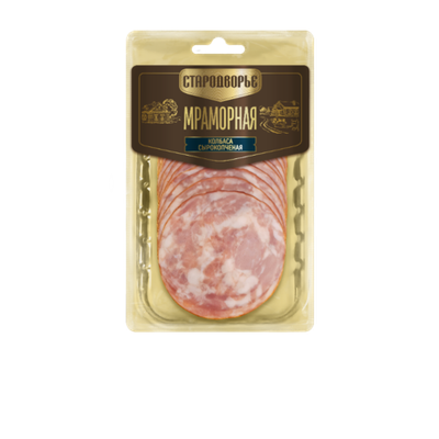 Колбаса сырокопченая Мраморная нарезка, Стародворье, 70г