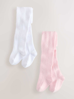 Колготки для малышей Next E48-345, 2 шт., Белый, Розовый