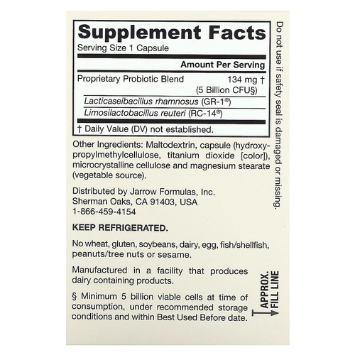 Jarrow Formulas, Vegan Fem Dophilus, 5 млрд КОЕ, 30 вегетарианских капсул