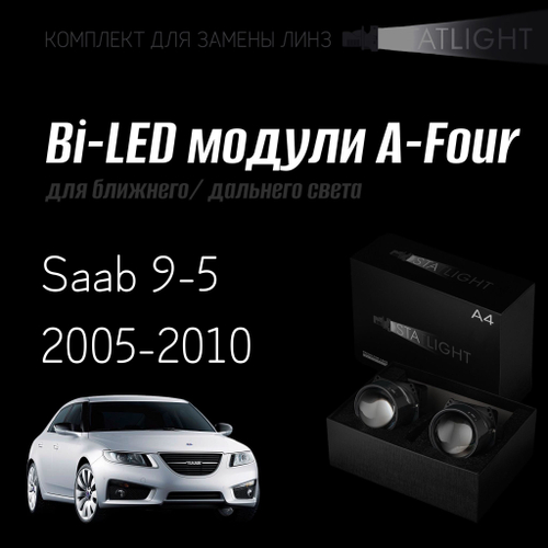 Bi led линзы 3.0 для фар на Saab 9-5 2005-2010, би лед линзы Statlight A-Four, комплект 2 шт
