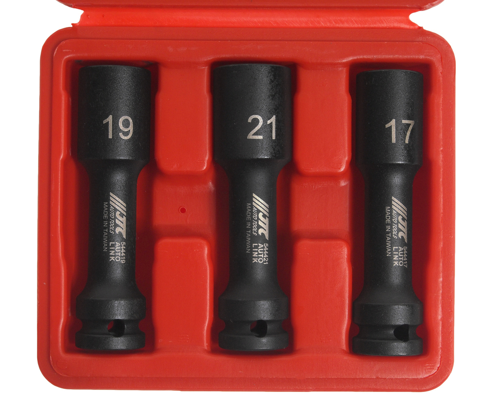 Набор головок ударных для литых дисков 17-19-21мм L=100мм 3 предмета в кейсе JTC