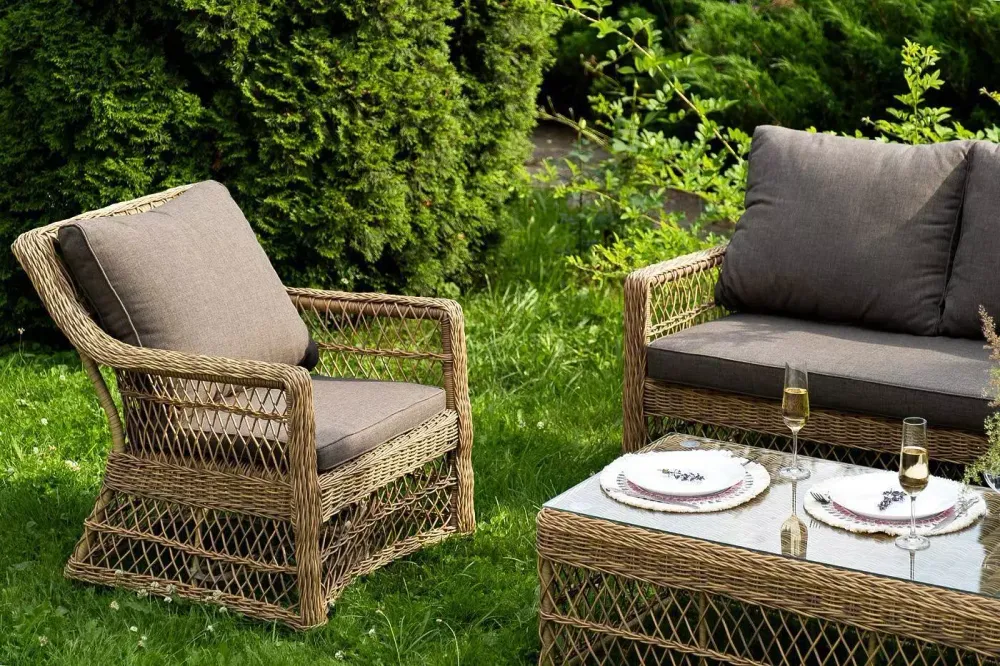 "Гранд Латте" лаунж-зона из искусственного ротанга, цвет соломенный