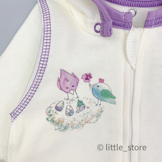 Комбинезон утепленный "Зайкины истории" молочный с лиловым