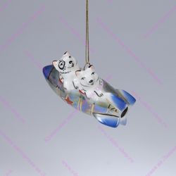 Фарфоровая ёлочная игрушка Белка и Стрелка со сложной росписью