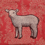 Декоративный гобеленовый чехол для интерьерной подушки Овечка на розовом 47*47