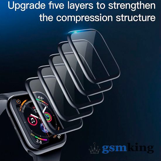 Baseus 0.3mm Full-screen Curved Tempered Film 40mm for AP Watch 4 Black SGAPWA4-A01