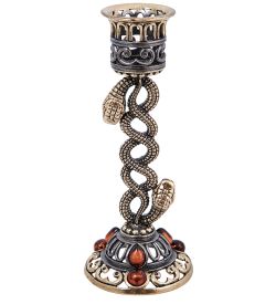 Народные промыслы AM-4015 Подсвечник «Змеи Переплетение « (латунь, янтарь)
