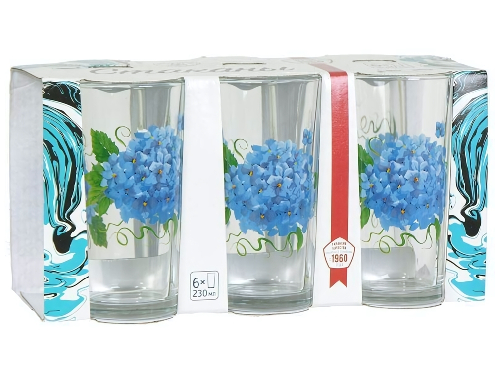 Набор стаканов "Гортензия" 6шт 230мл (высокие)