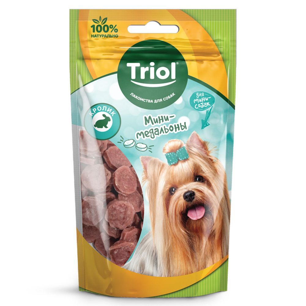 Лакомство Triol для мини-собак «Мини-медальоны из кролика», 50г Лакомство Triol для мини-собак «Мини-медальоны из кролика», 50г