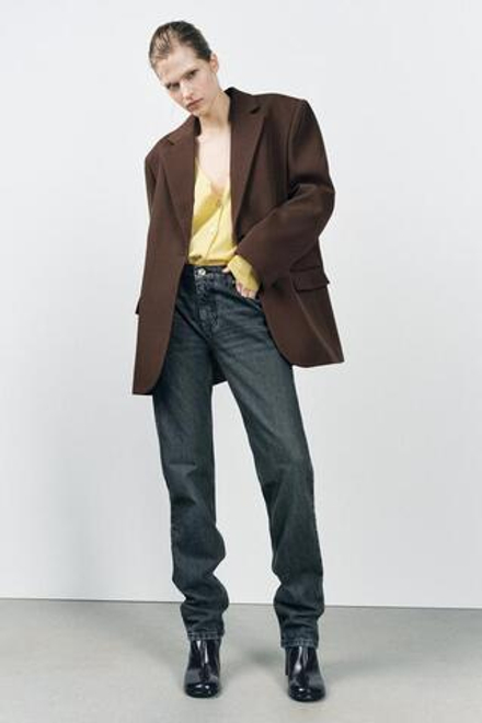 ZARA ДЖИНСЫ ПРЯМОГО КРОЯ С НИЗКОЙ ПОСАДКОЙ — ZW COLLECTION, ЧЕРНЫЙ