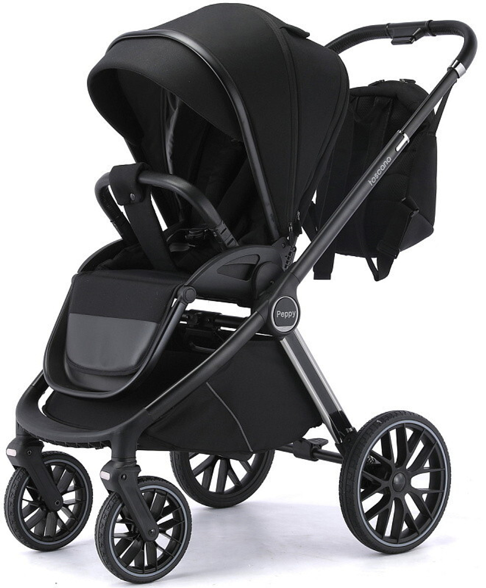 Детская коляска Peppy Toscana 3 в 1 с автокреслом Verona Black Black черный
