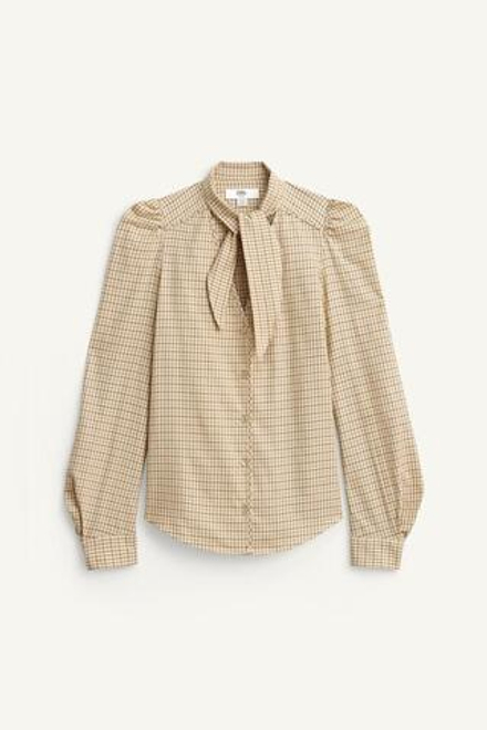 ZARA РУБАШКА С ЗАВЯЗКАМИ, СВЕТЛО-БЕЖЕВЫЙ