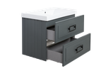 Тумба с раковиной La Fenice Cubo Grigio Twin 80 см FNC-01-CUB-G-80-2 серо-зеленая матовая
