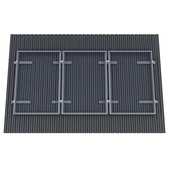 Крепёж трёх солнечных батарей 100-200 Вт на наклонную крышу. 70 мм