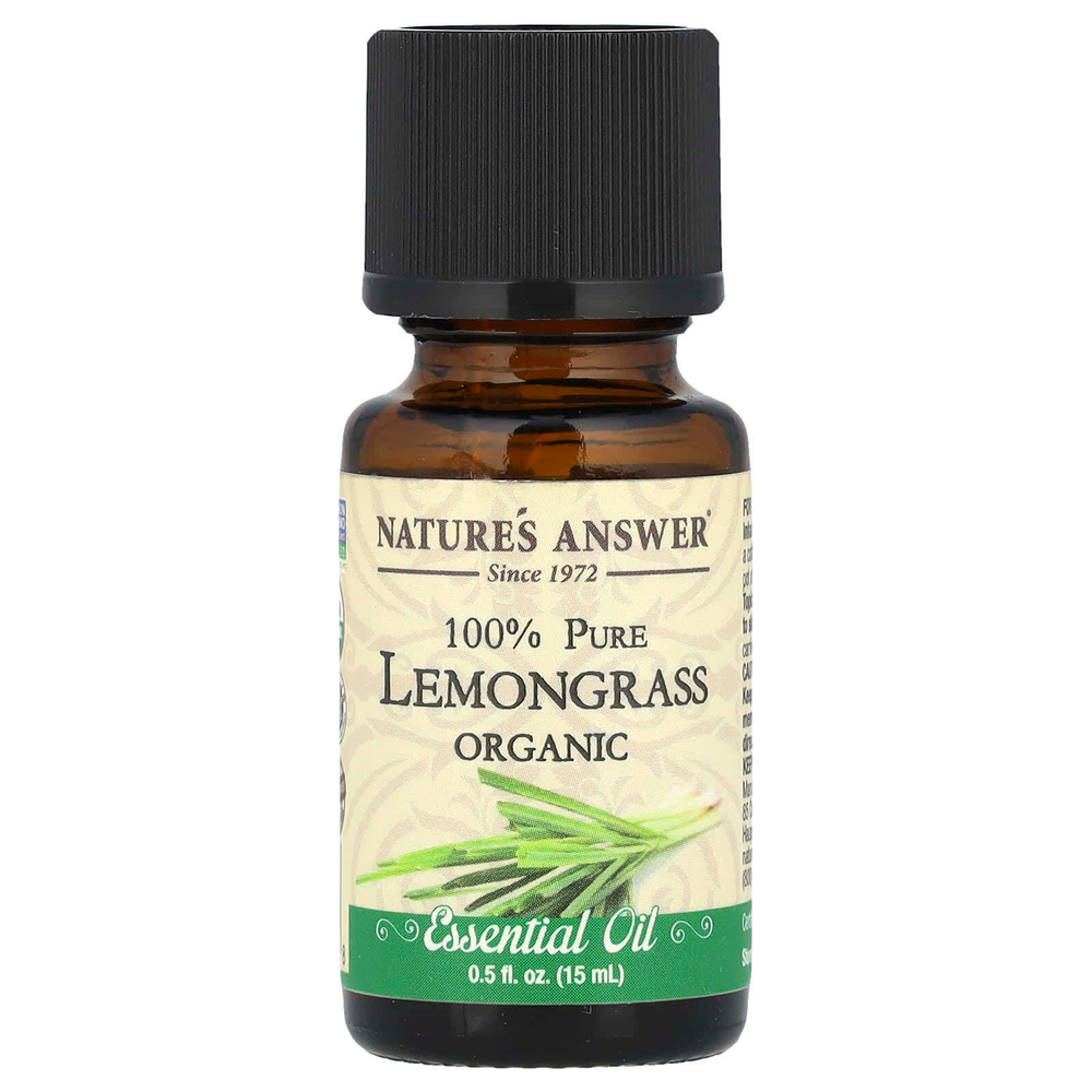 Nature's Answer, Органическое эфирное масло, 100% лемонграсс, 15 мл (0,5 унций)