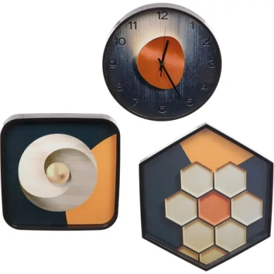 Часы настенные + пано 2шт «HOME STYLE» Абстракция, черный корпус