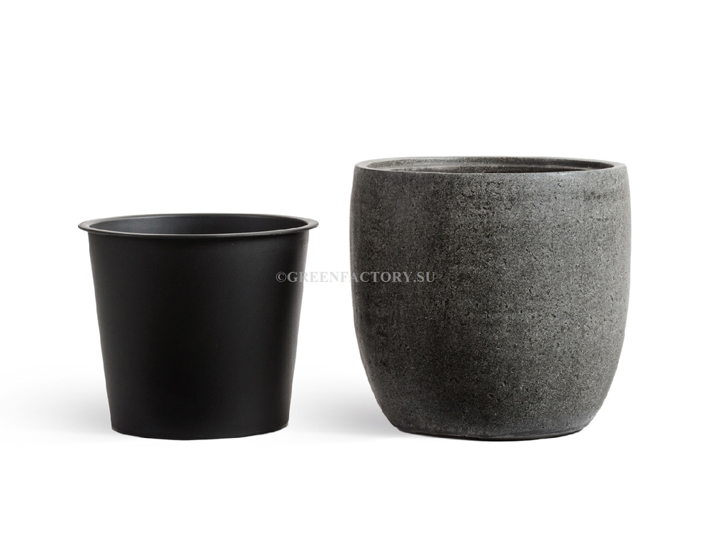 Кашпо TREEZ Effectory - Stone - Округлый конус - Тёмно-серый камень