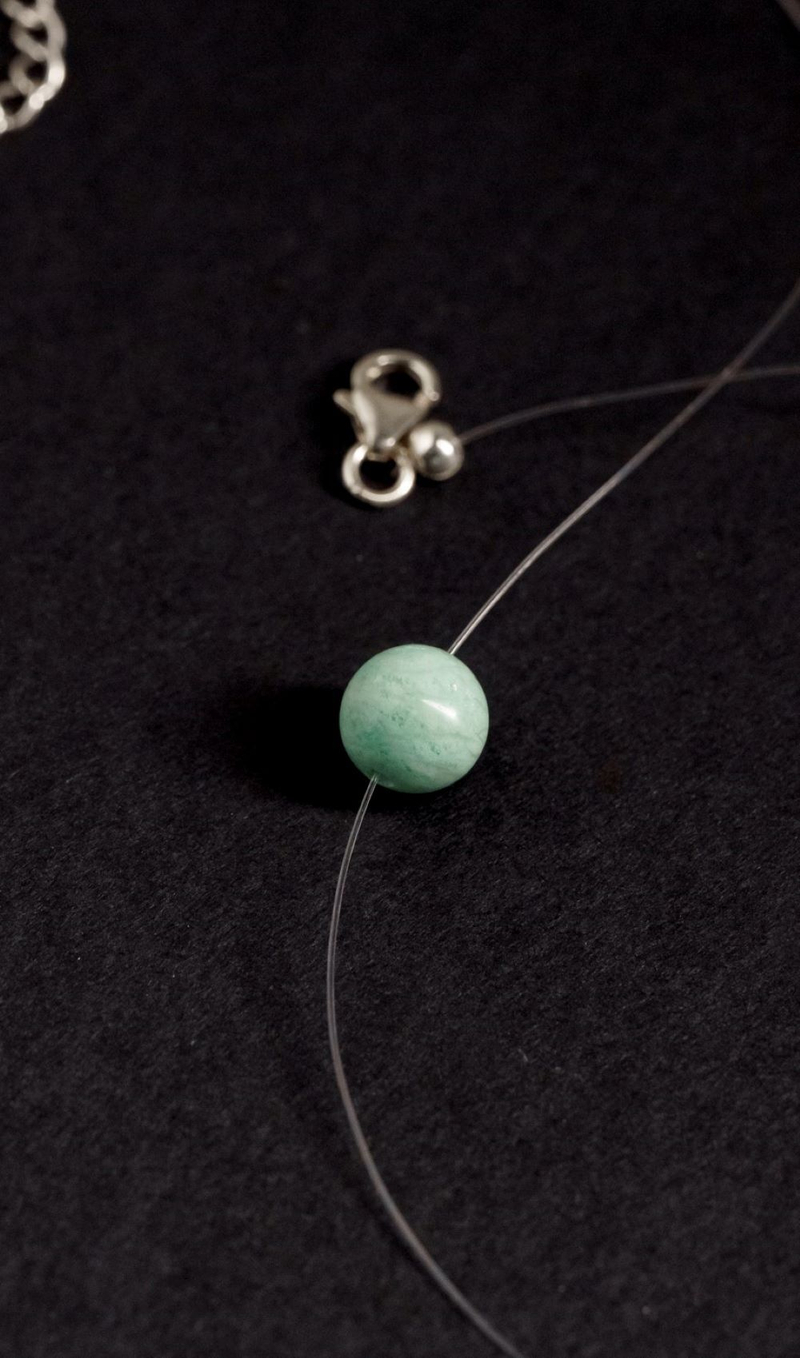 Колье "Memo about Summer" с амазонитом 8 мм, 33 см