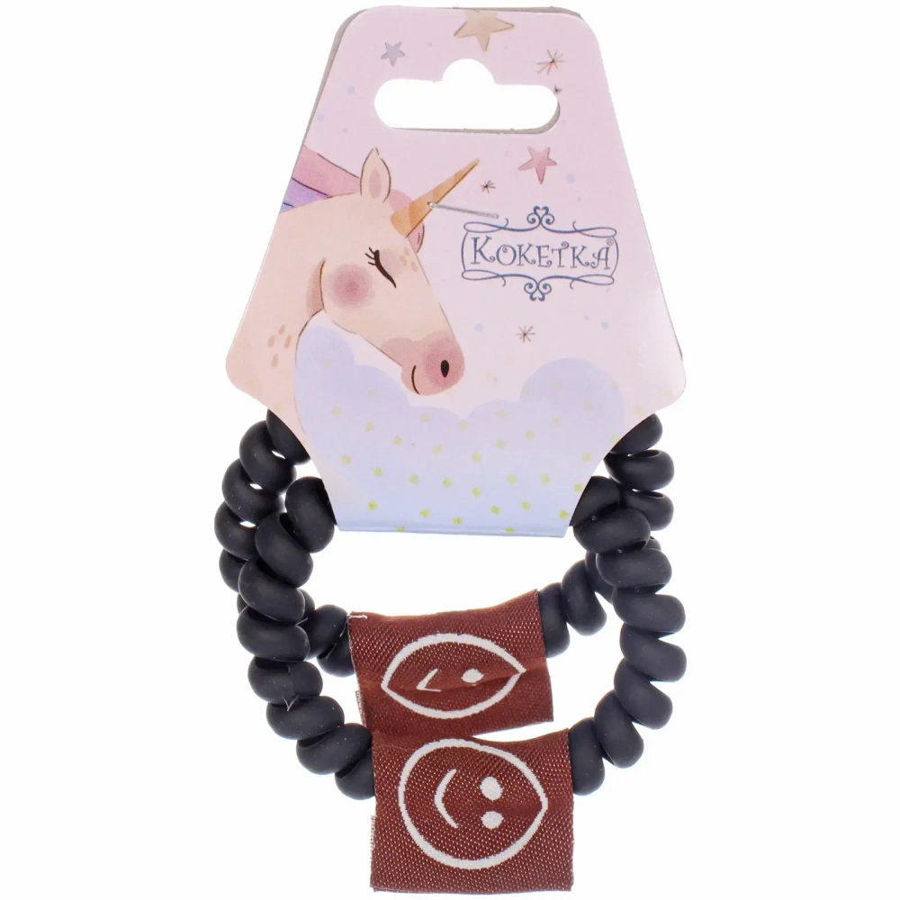 Резинки для волос силиконовые 2шт «MARZIPAN», шоколад, цвет чёрный бархат, d-5,5см (подвес Единорог)●