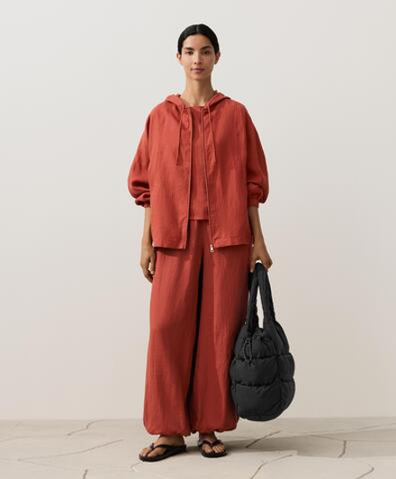 Oysho Топ из 100% льна, красноватый