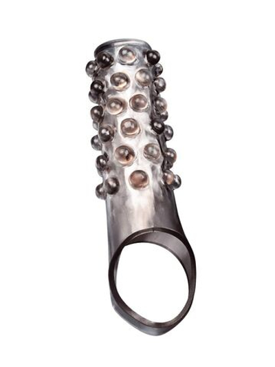 Дымчатая насадка на пенис с выпуклостями - 11 см. (Цвет: дымчатый)