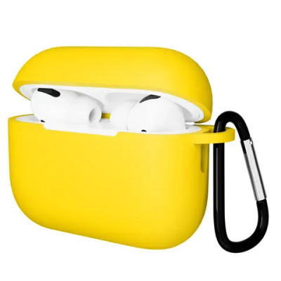 Чехол для Airpods Pro 2 Gurdini прорезиненный soft touch c карабином Желтый