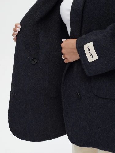 Двубортный черный пиджак из шерсти