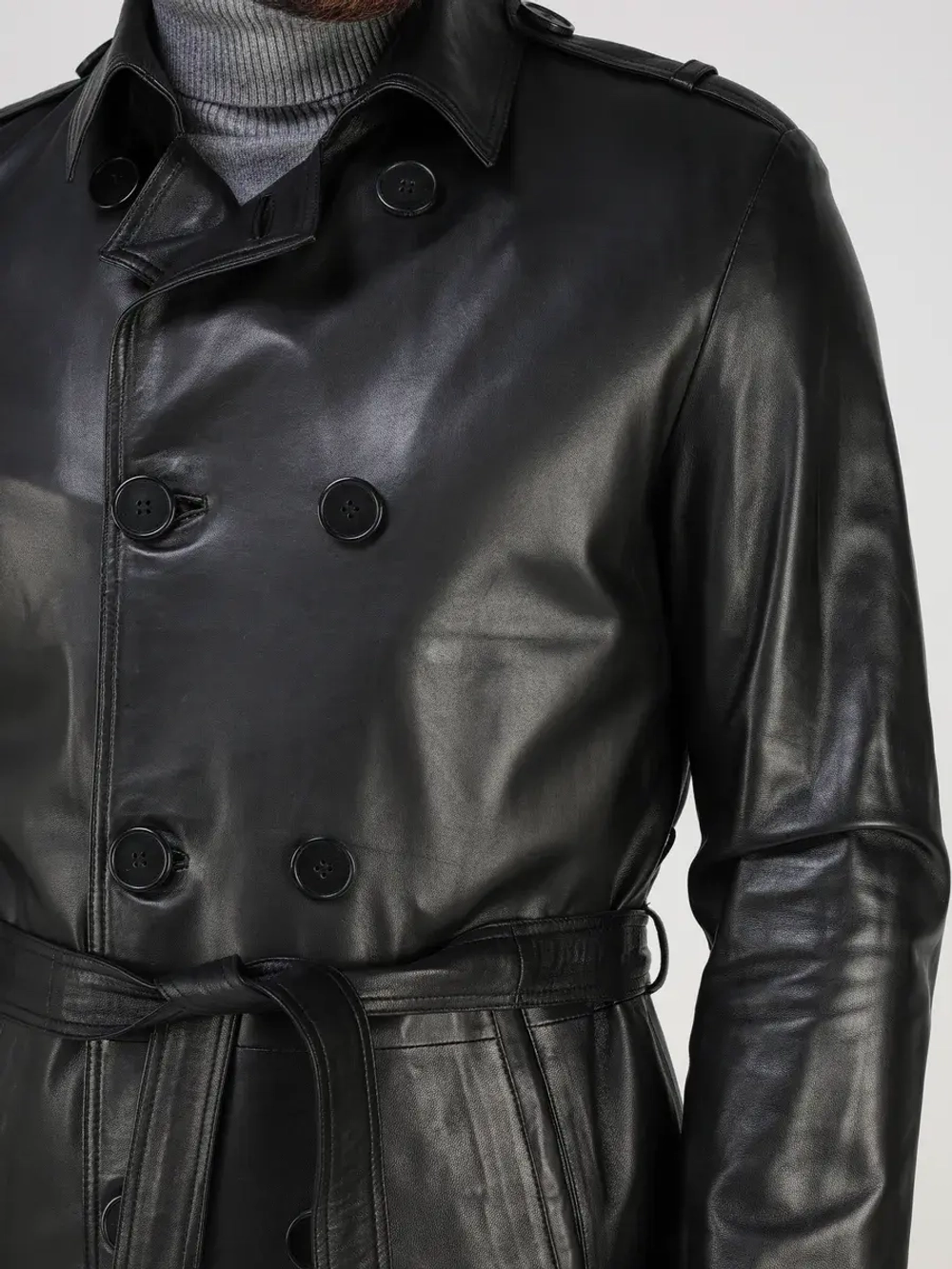 Плащ кожаный из натуральной кожи тренч