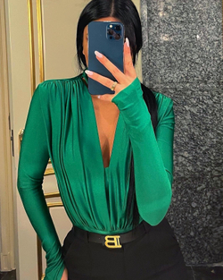 Боди с драпировкой из бифлекса