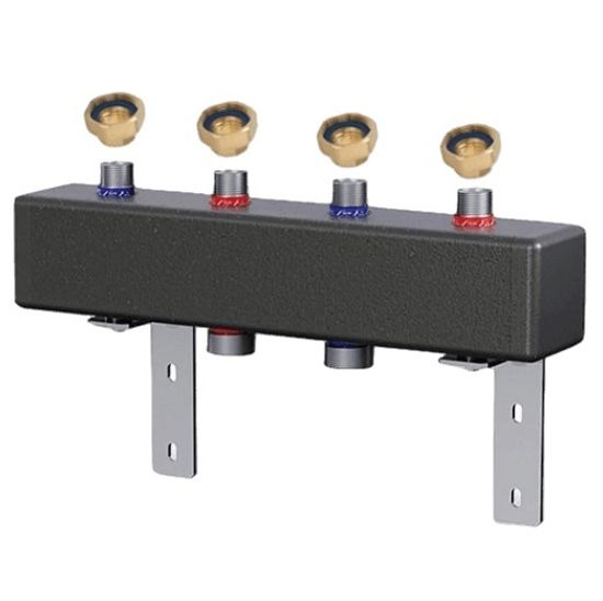 Коллектор Hoobs на 3 отопительных контура с теплоизоляцией, гайки из латуни (HB-CD70/125-3NG)